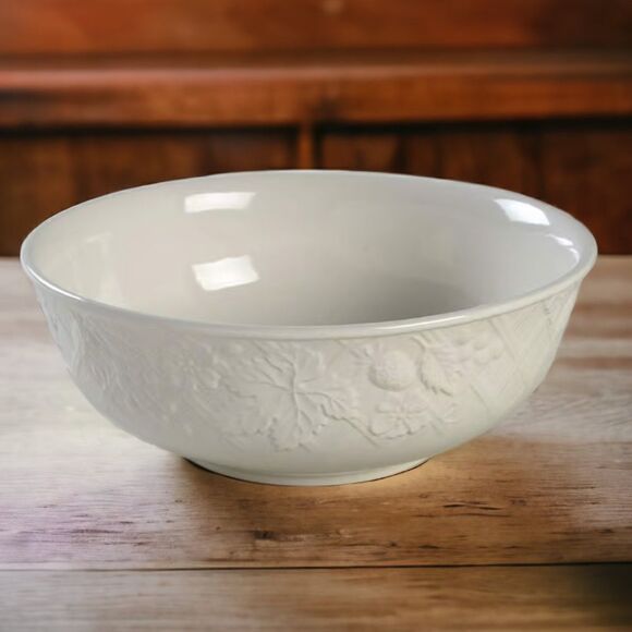 Mikasa English Countryside White 9” Stoneware Serving Salad Bowl Discontinued - Picture 8 of 16